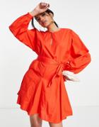 Vero Moda Mini Dress With Keyhole Neck In Red-multi
