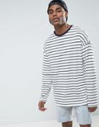 Asos Oversized Stripe Long Sleeve T-shirt - White