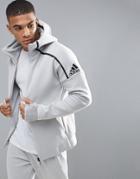 Adidas Athletics Zne 2 Hoodie In Gray Bq0074 - Gray