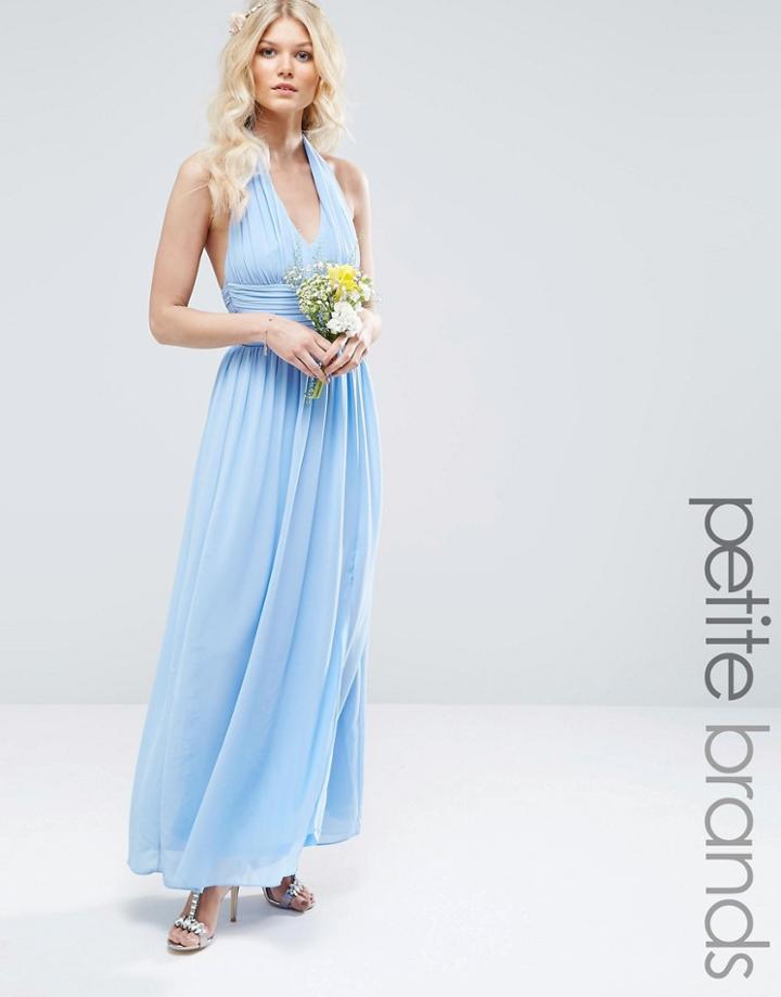 Tfnc Petite Halterneck Chiffon Maxi Dress - Blue