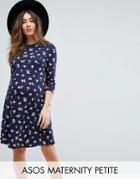 Asos Maternity Petite Mini Skater Dress In Ditsy Floral - Multi