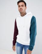 Asos Design Hoodie With Color Blocking - White