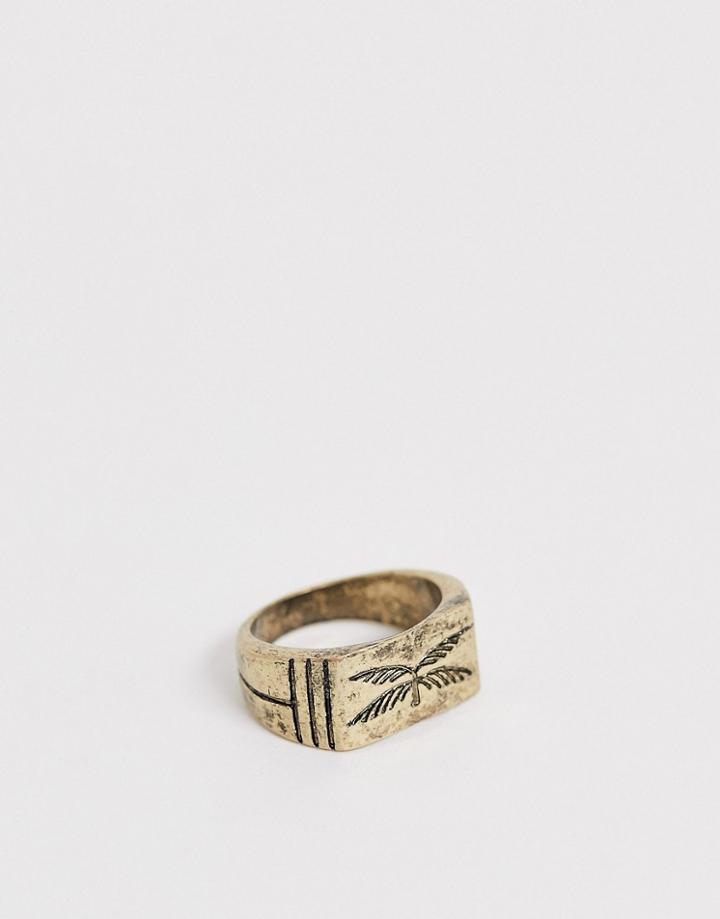 Classics 77 Palm Tree Signet Ring In Gold - Gold