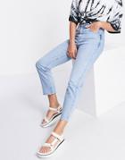 Topshop Straight Jeans In Bleach-blues