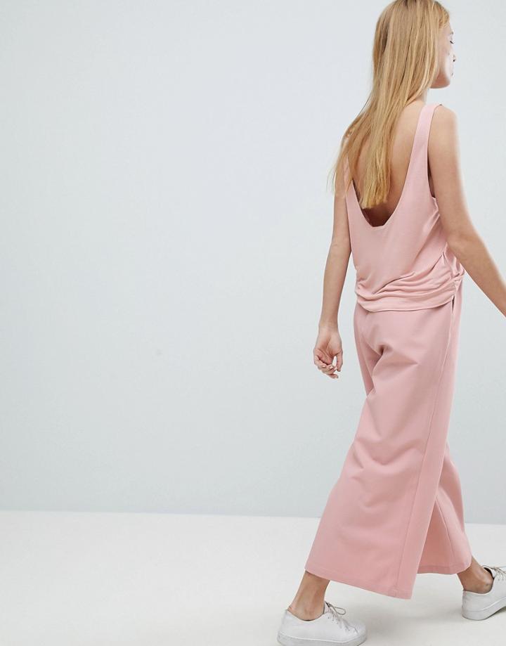Dr Denim Cropped Wide Leg Pants - Pink