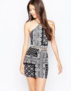 Motel Crop Top And Skirt Set In Scarf Print - Scarf Black