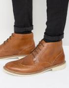 Tommy Hilfiger Metro Leather Lace Up Brogue Boots - Tan