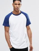 Pull & Bear T-shirt With Raglan Sleeve In Blue - Blue