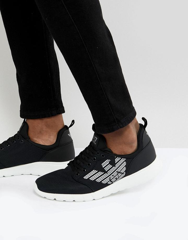 Ea7 Eagle Logo Racer Sneakers In Black - Black