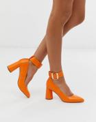 London Rebel Circular Heeled Shoes In Orange Croc