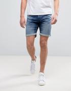 Jack & Jones Intelligence Denim Shorts In Regular Fit With Rolled Hem - Blue