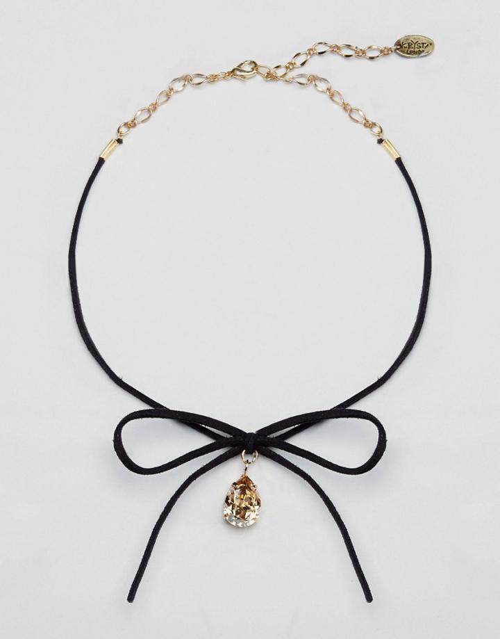 Krystal Swarovski Crystal Pear Tie Up Choker - Topaz