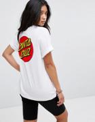 Santa Cruz Boyfriend T-shirt With Classic Dot Logo Back Print - White