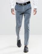 Noose & Monkey Super Skinny Suit Pants In Velvet - Blue