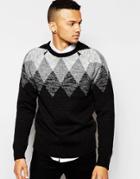 D-struct Lundy Shaped Argyle Sweater - Black