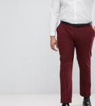 Asos Design Plus Skinny Tuxedo Pants In Dark Burgundy - Red