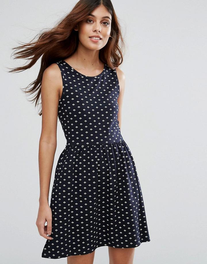 Only Live Love Niella Printed Skater Dress - Navy