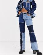 Jaded London High Waisted Patchwork Denim Jeans Two-piece