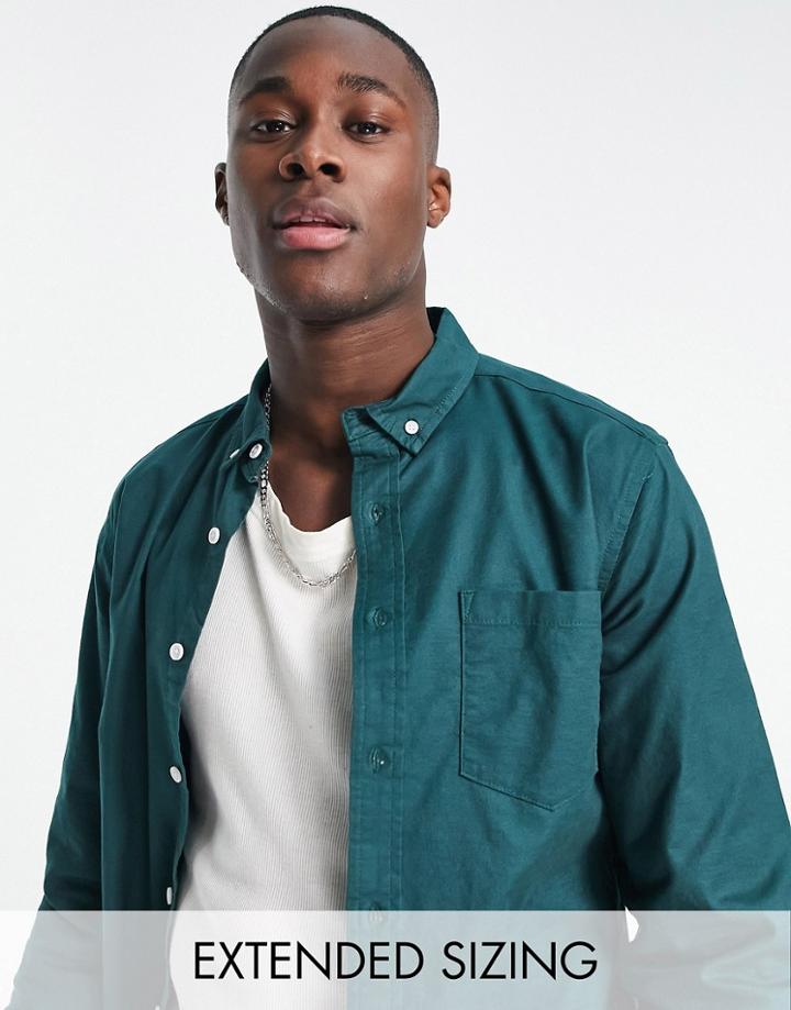 Asos Design Slim Fit Oxford Shirt In Teal-green