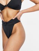 Asos Design Recycled Mix And Match Knot High Waist Bikini Bottom In Black