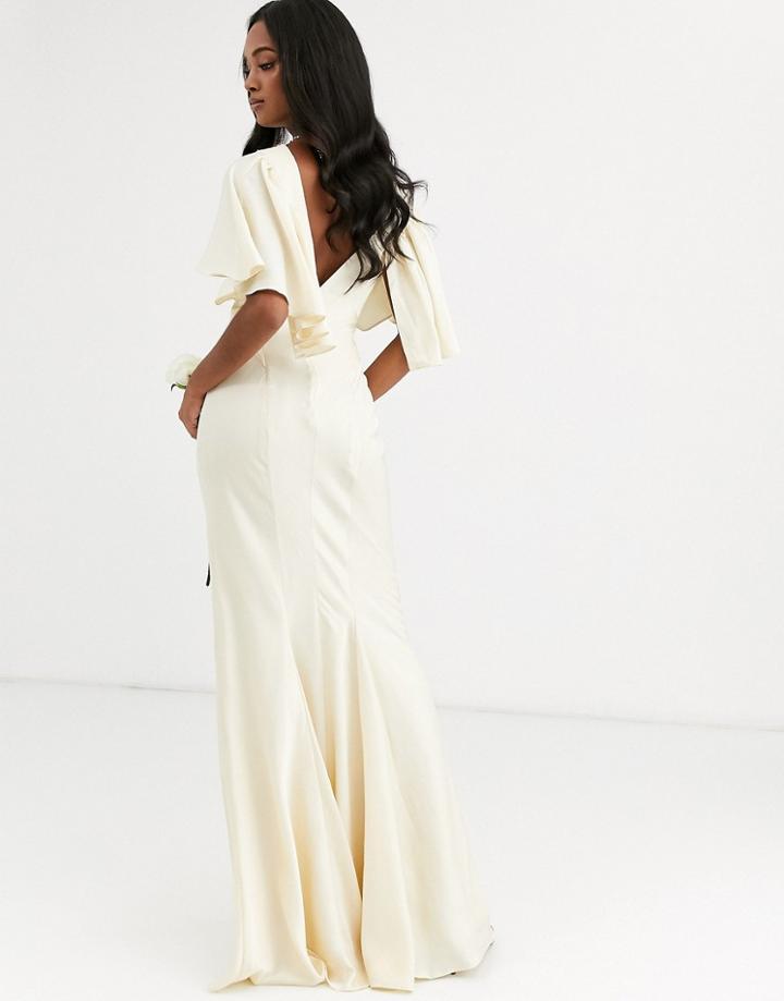 Asos Edition V Back Satin Wedding Dress-white