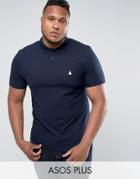 Asos Plus Muscle Polo In Navy - Navy