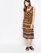 Brave Soul Leaf Print Midi Dress