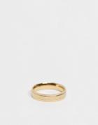Asos Design Stainless Steel Band Ring With Roman Numerals Design In Gold Tone