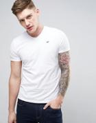 Hollister Slim Fit Core V-neck T-shirt With Seagull Logo In White - White