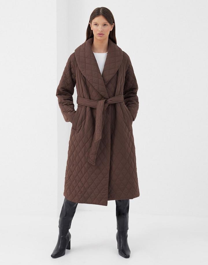 4th & Reckless Quilted Coat In Brown