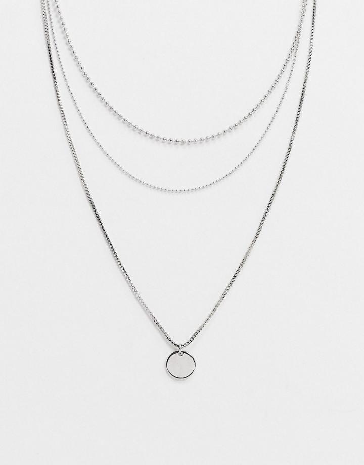 Topshop Multirow Necklace In Silver
