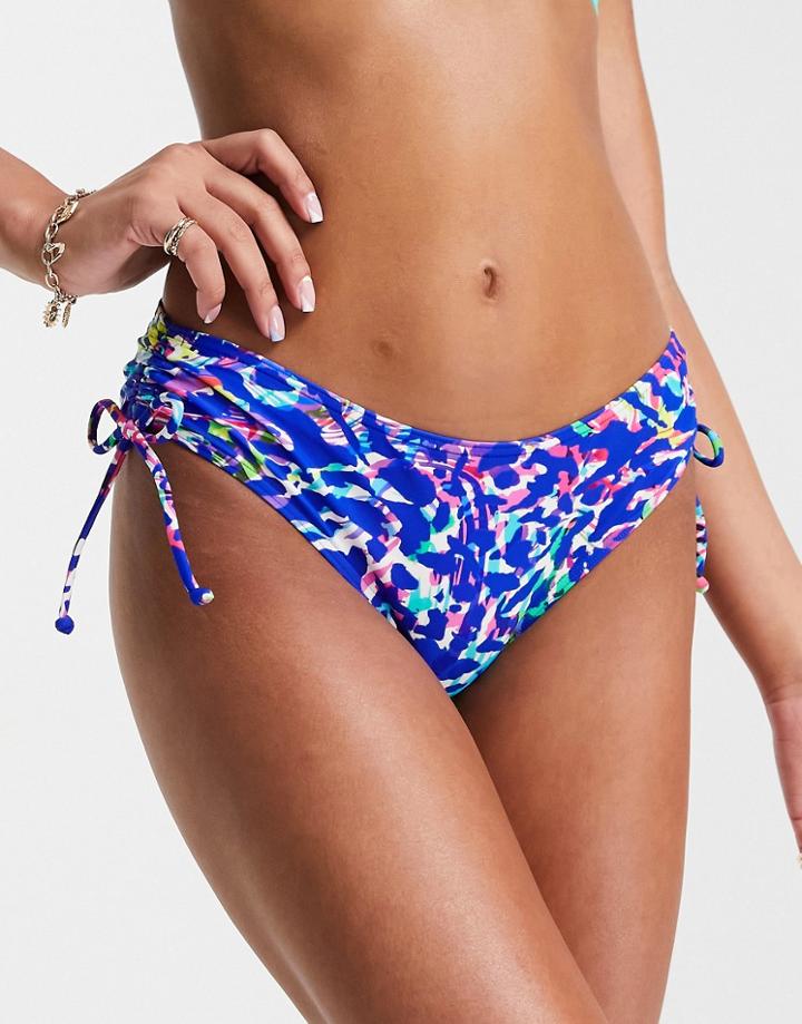 Figleaves Fiesta Classic Bikini Bottom In Multi Leopard-blues