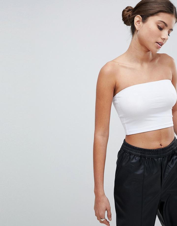 Asos Design Crop Bandeau Top In White