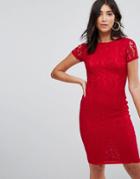 Ax Paris Crochet Lace Midi Dress - Red