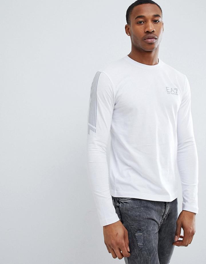 Ea7 Slim Fit Long Sleeve Stripe Top In White - White