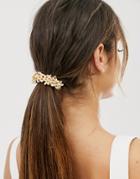 Asos Design Barette Hair Clip With Woven Leaf Vine In Gold Tone