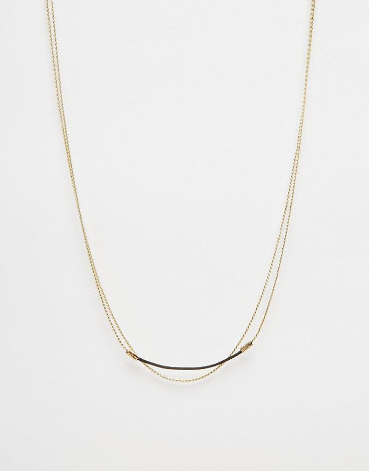Asos Threaded Bar Multirow Necklace - Black