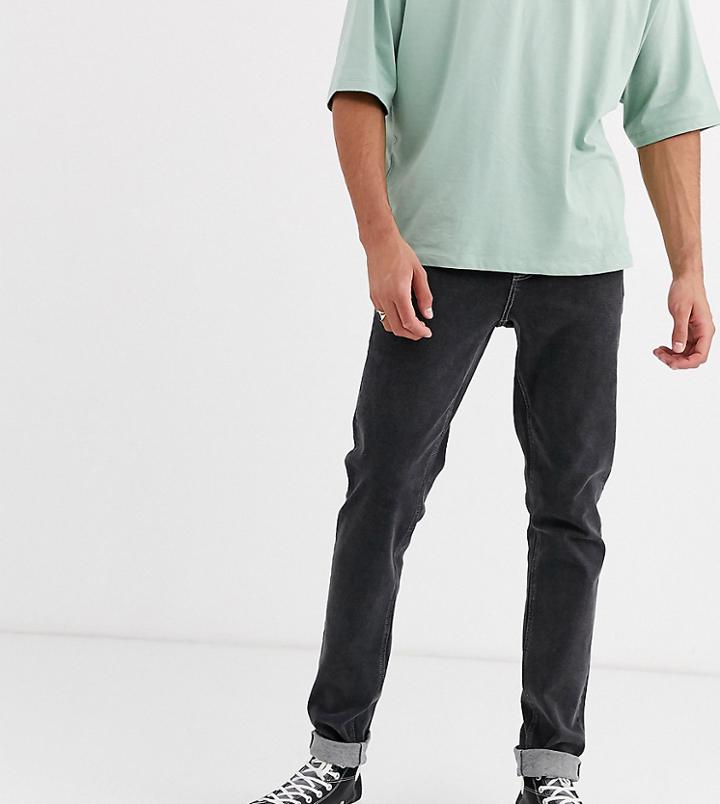 Asos Design Tall Slim Jeans With Exposed Button Fly In Retro Black