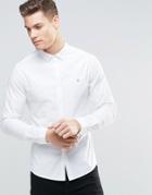 Asos Skinny Casual Oxford Shirt With Logo In White - White