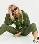 Collusion Ruched Front Jumpsuit-green