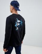 Asos Design Long Sleeve T-shirt With Skull Back Print-black