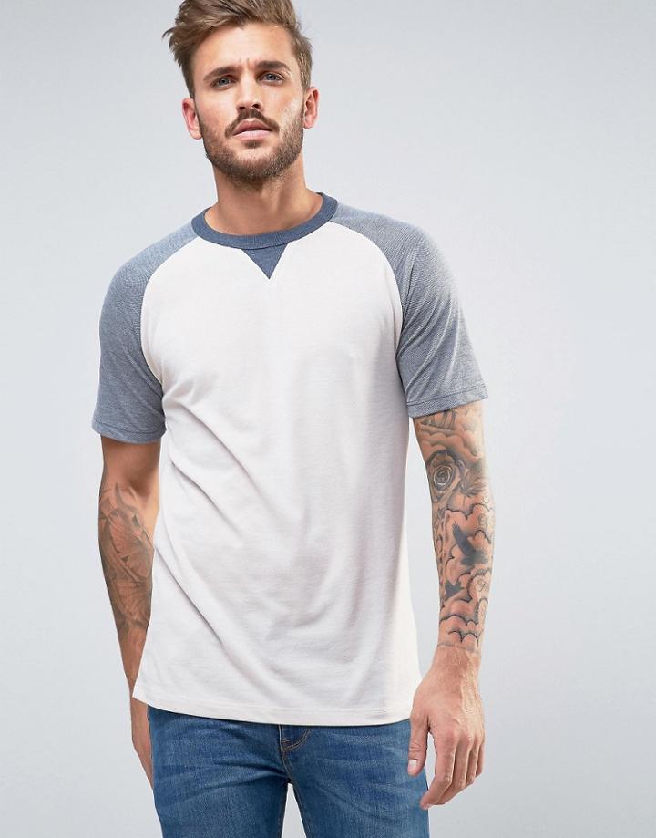 Produkt Raglan T-shirt With Contrast Sleeves - White