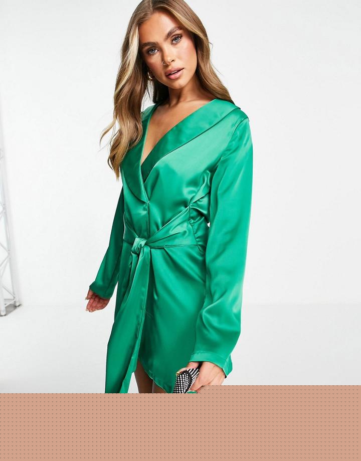 In The Style Plus X Naomi Genes Satin Shirt In Sage - Part Of A Set-green