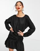 Trendyol Ruched Waist Mini Dress In Black