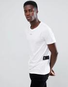 Jack & Jones Core Long Line T-shirt With Cut And Sew Panels And Chest Slogan - White