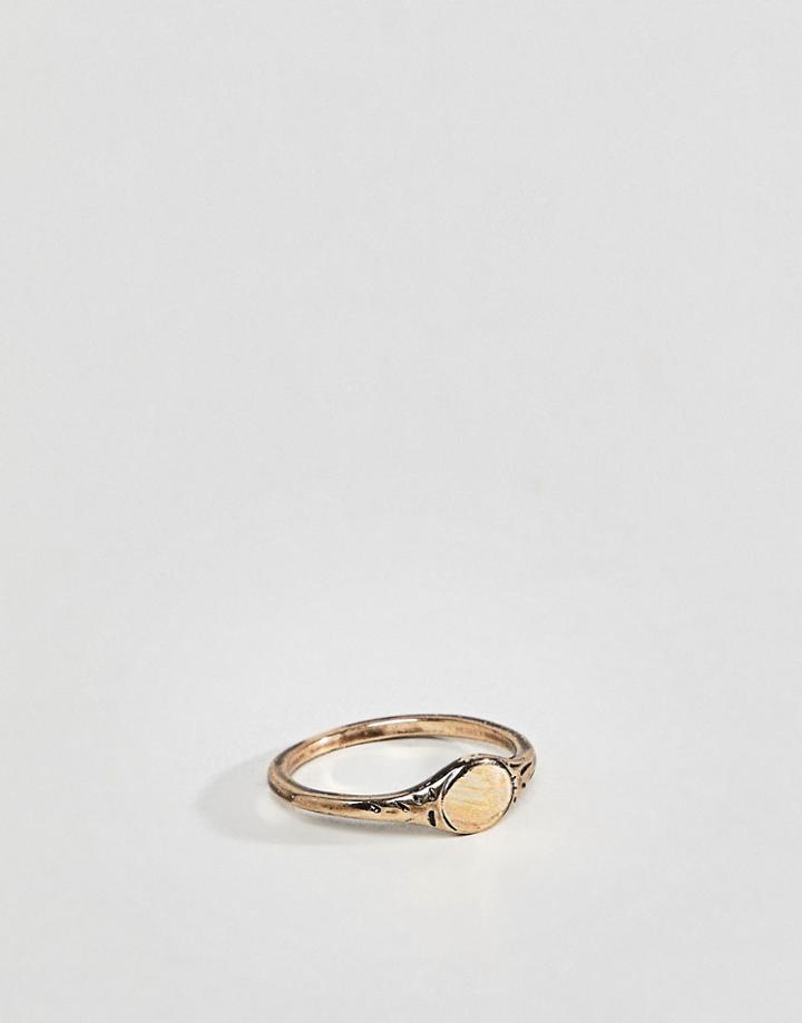 Asos Design Vintage Style Ditsy Pinky Ring In Gold - Gold