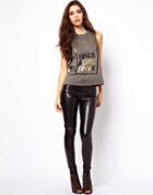 Asos Skinny Pants In Leather Look - Black