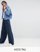 Asos Tall Tailored Popper Side Wide Leg Pant - Navy