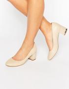 Aldo Falia Leather Block Mid Heeled Shoes - Beige