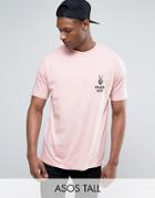 Asos Tall Oversized T-shirt With Peace Out Embroidery - Pink